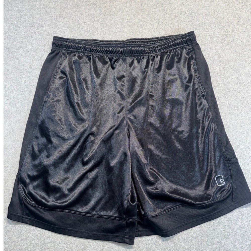 AND1 Mens 2XL Black Shiny Athletic Basketball Shorts Activewear Gym Training